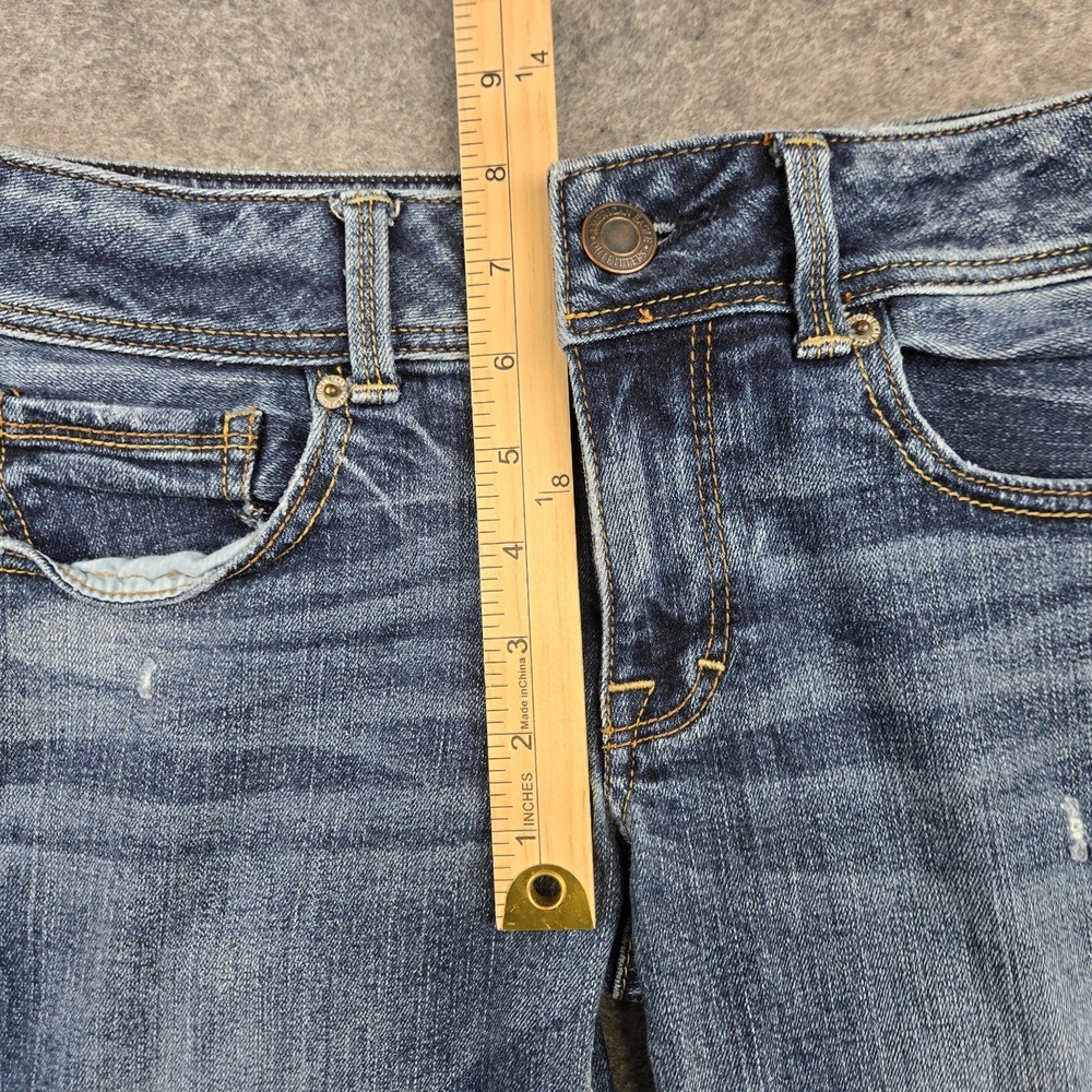 American Eagle Kick Boot Jeans Womens 6 Long Blue Stretch Medium Wash Denim Y2K - Picture 4 of 9